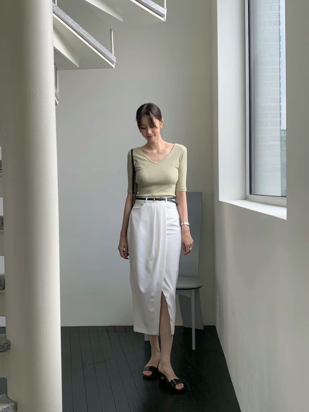 0942 Sylvie Slit Skirt with belt (PT1.SHOWROOM 有DISPLAY)
