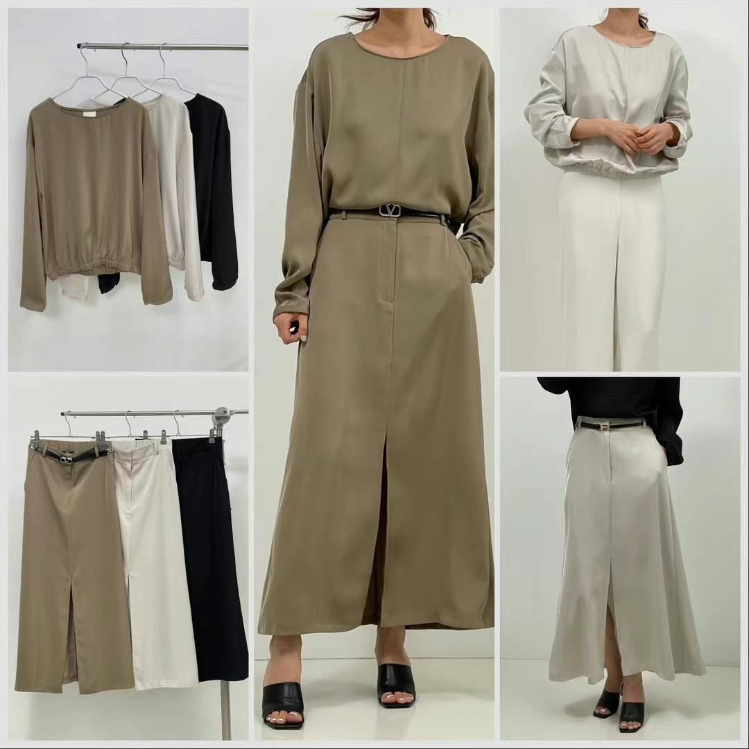Re order SK19 - Front Slit Silky Skirt