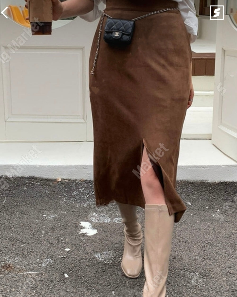 1211 Amelia Suede Slit Skirt (SHOWROOM 有DISPLAY)