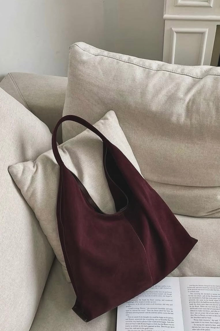 250626 Suede Leather Hobo Bag