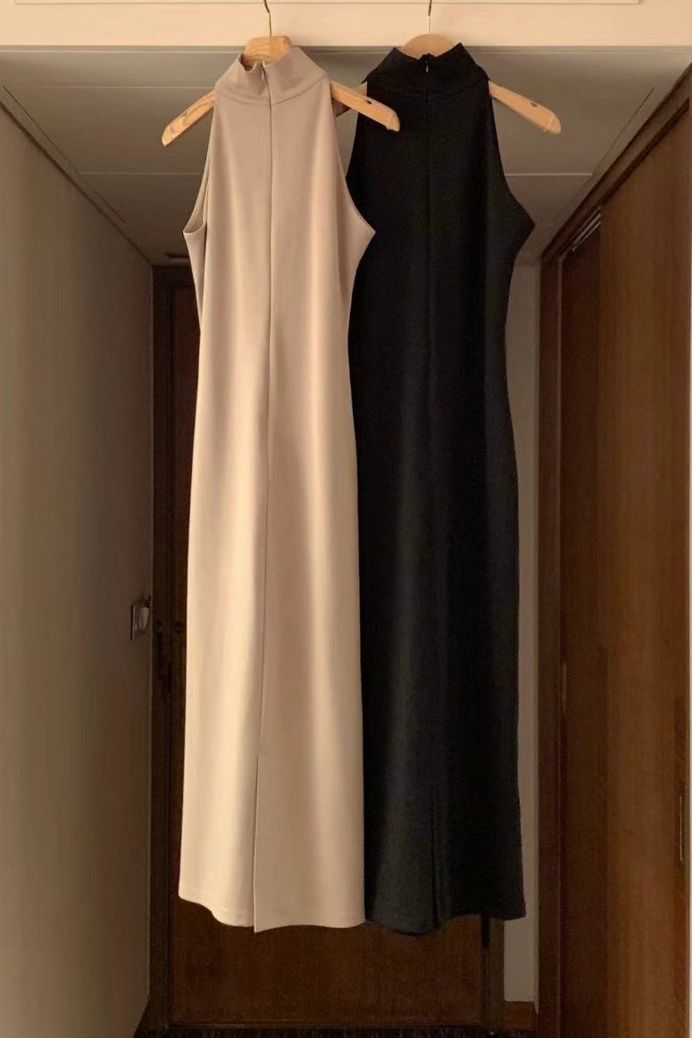 250715 Classy Sleevesless turtleneck Dress