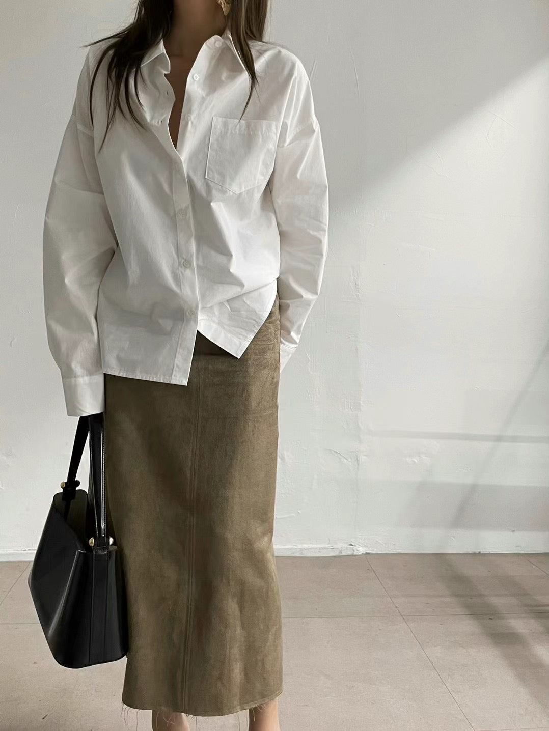 SK10 - Back Slit Suede Skirt