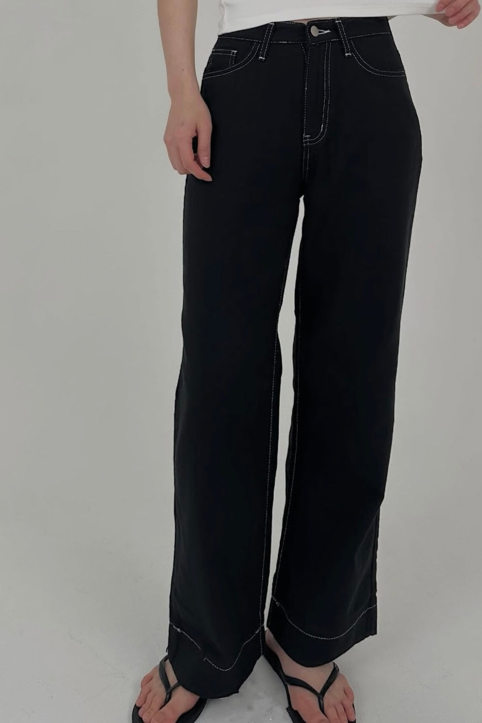 250418 Bruna Raw Linen Pants (Black)
