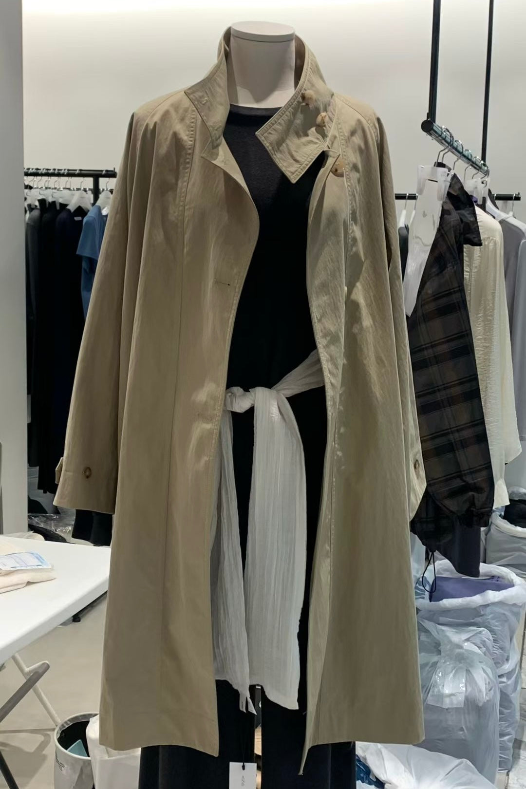 250908 Aurelie Collarless Trench Coat