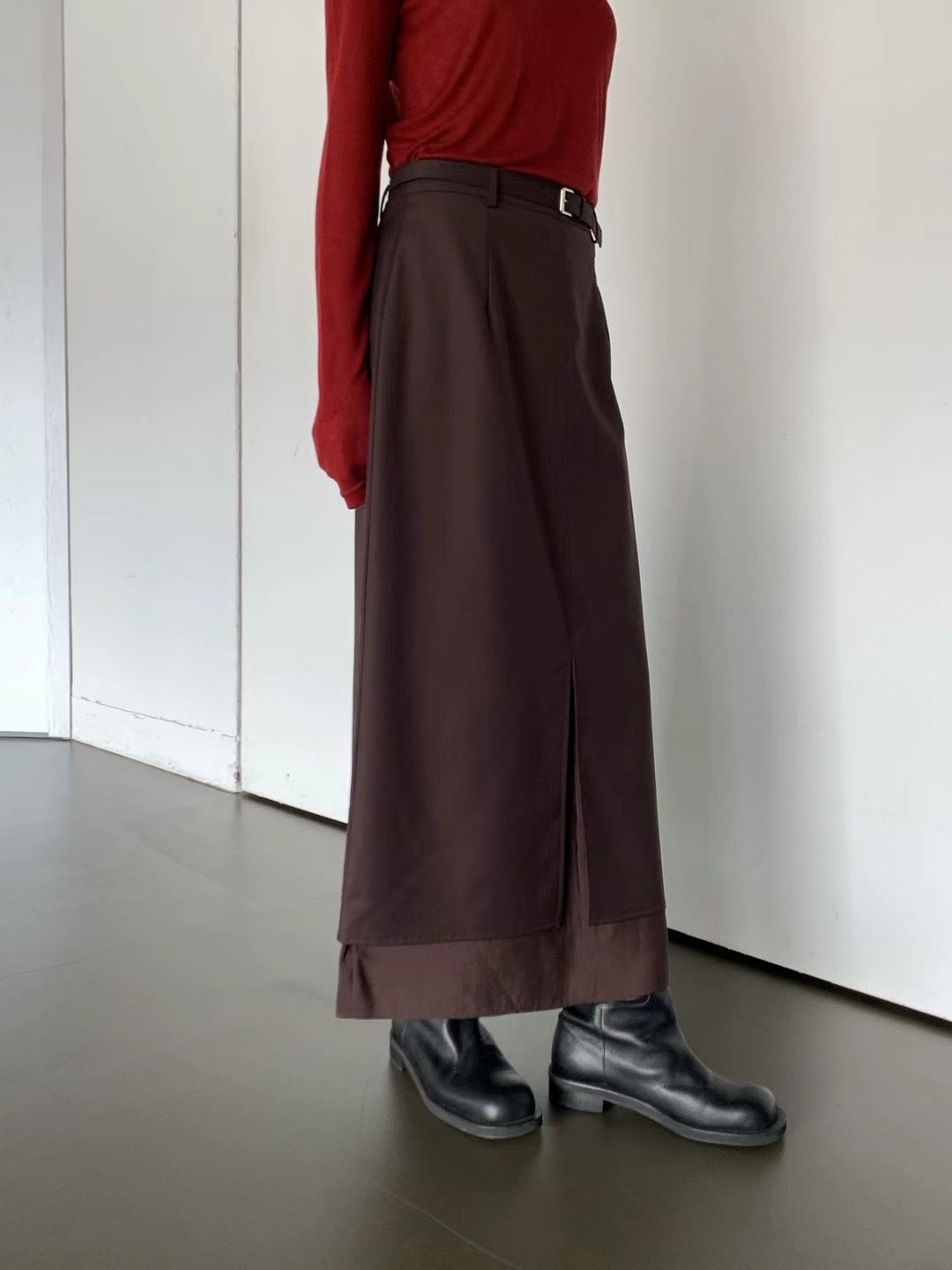 0916 Layers Slit Skirt with belt (PT1.SHOWROOM 有DISPLAY)