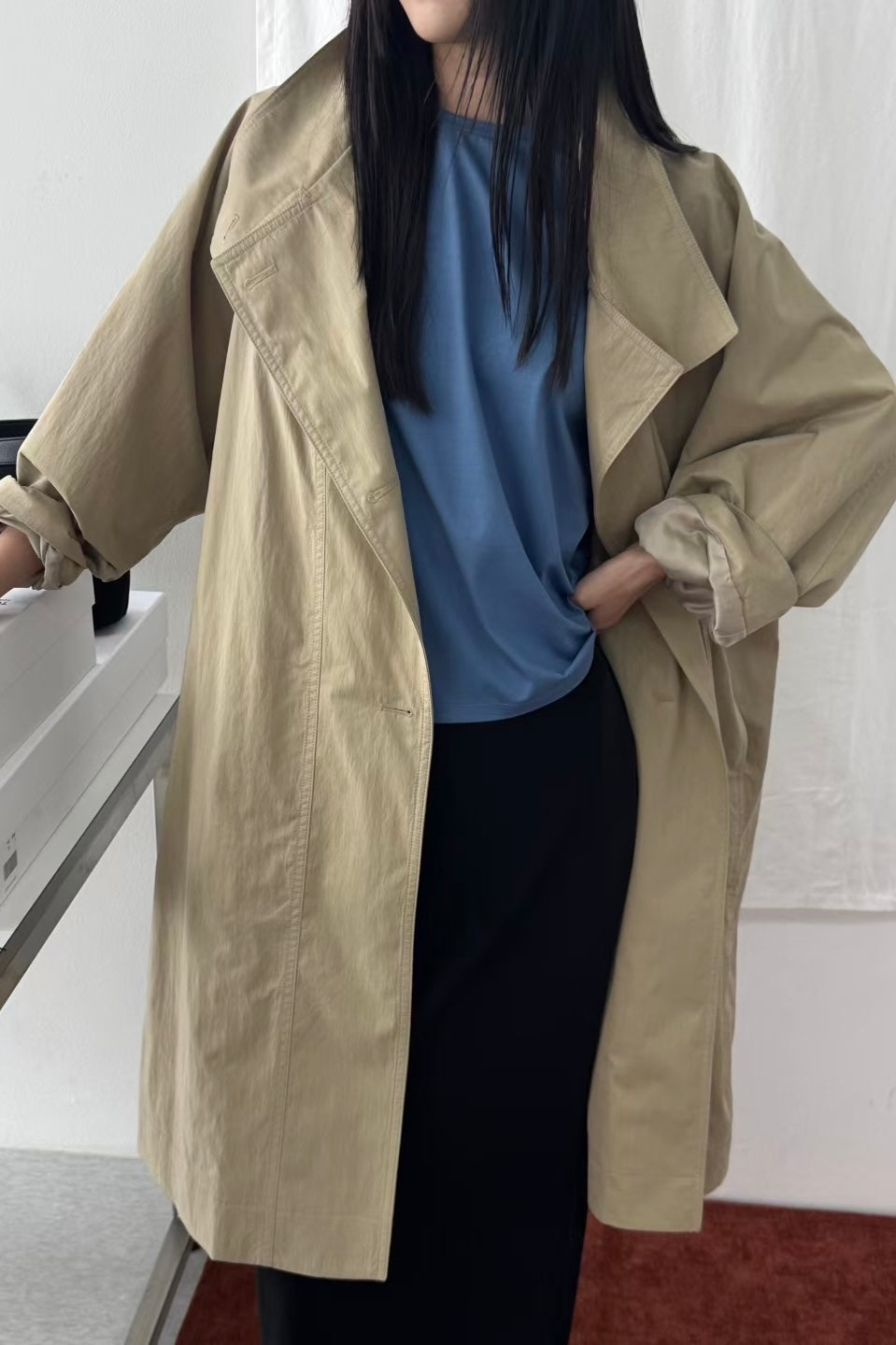 250908 Aurelie Collarless Trench Coat