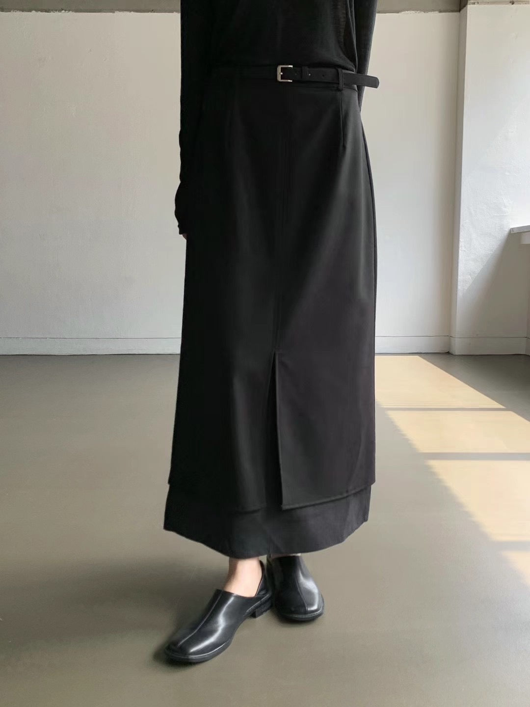 0916 Layers Slit Skirt with belt (PT1.SHOWROOM 有DISPLAY)