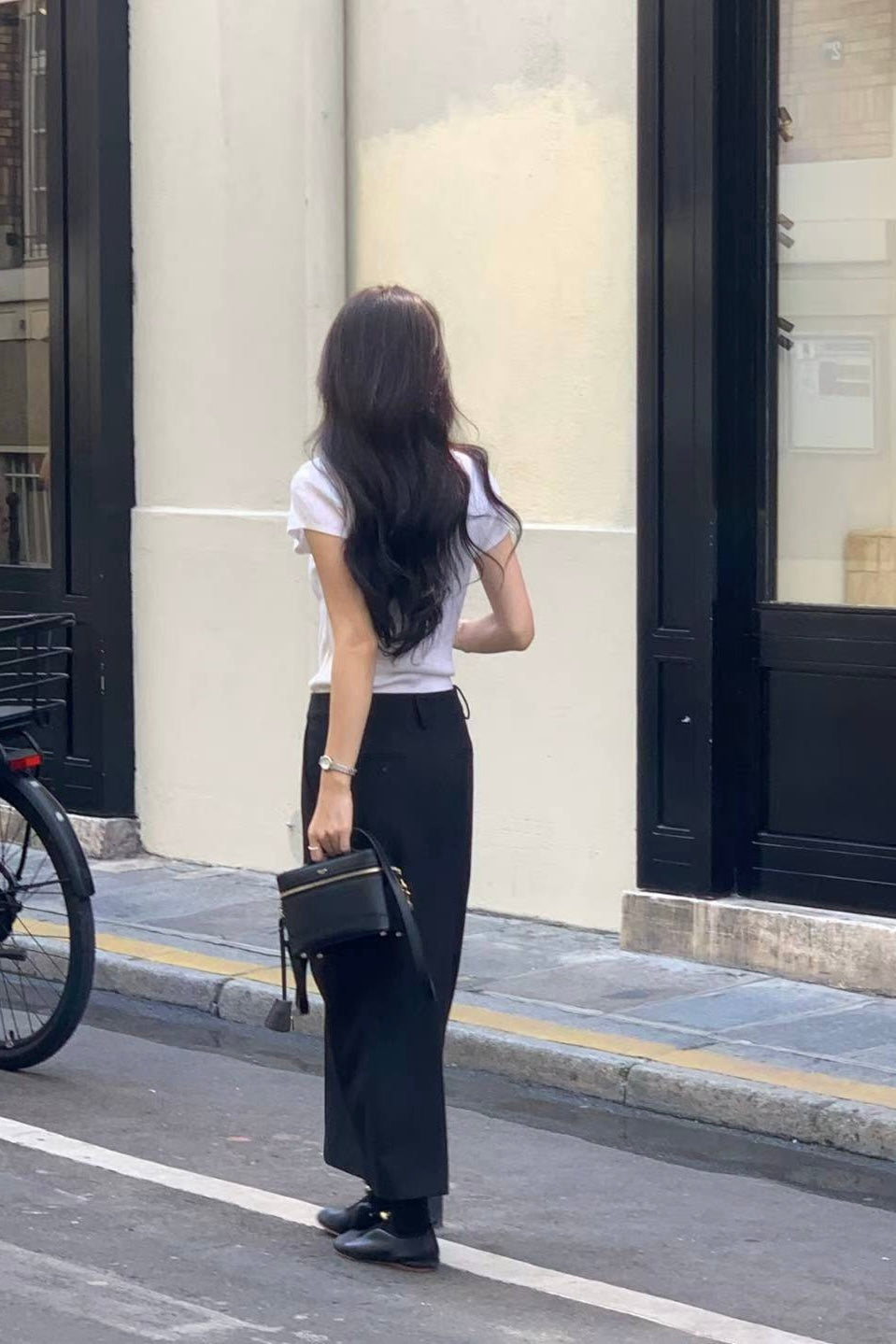 250941 Classic back slit straight skirt
