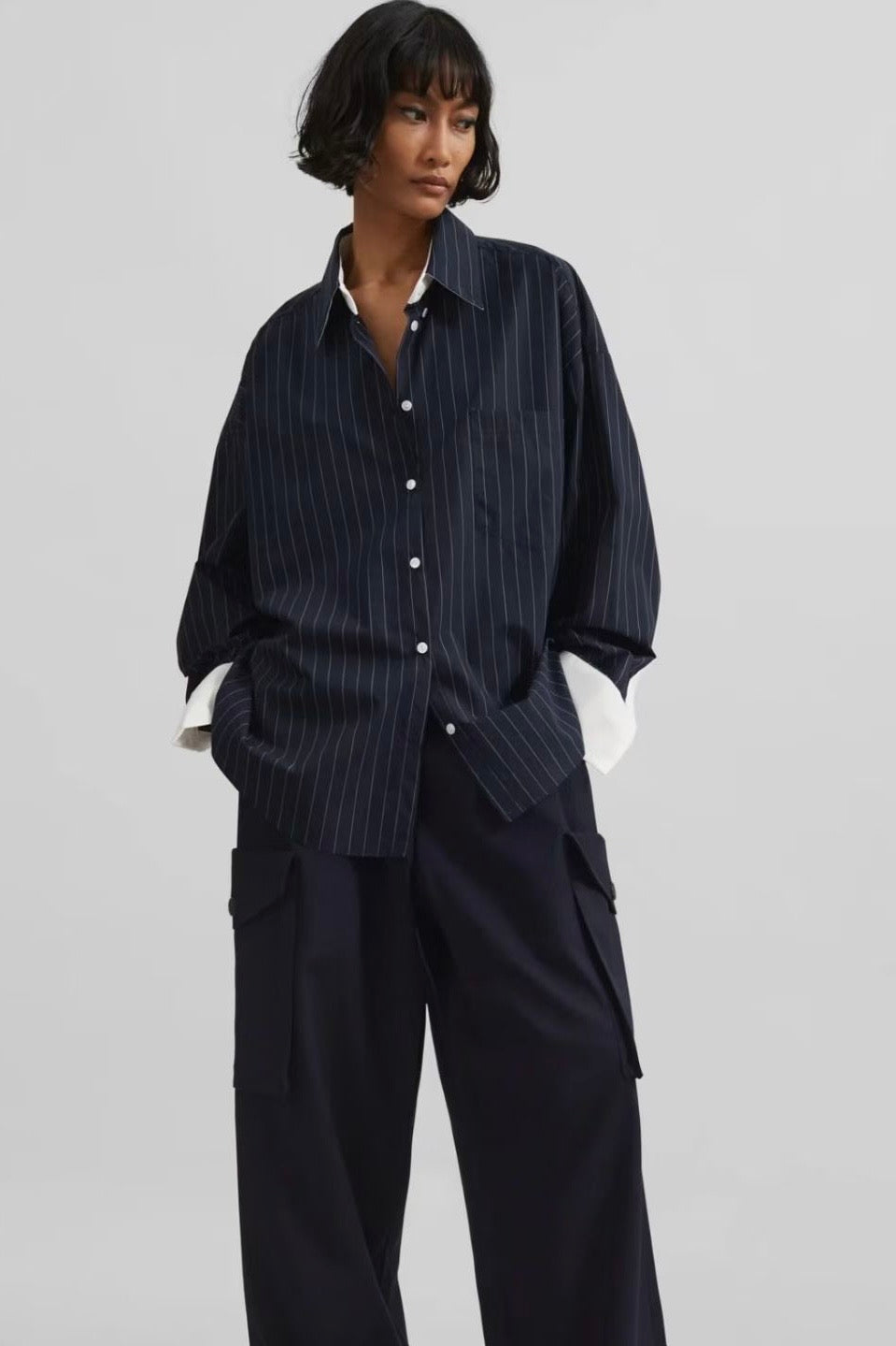 250922 Camelia Two tone striped shirt
