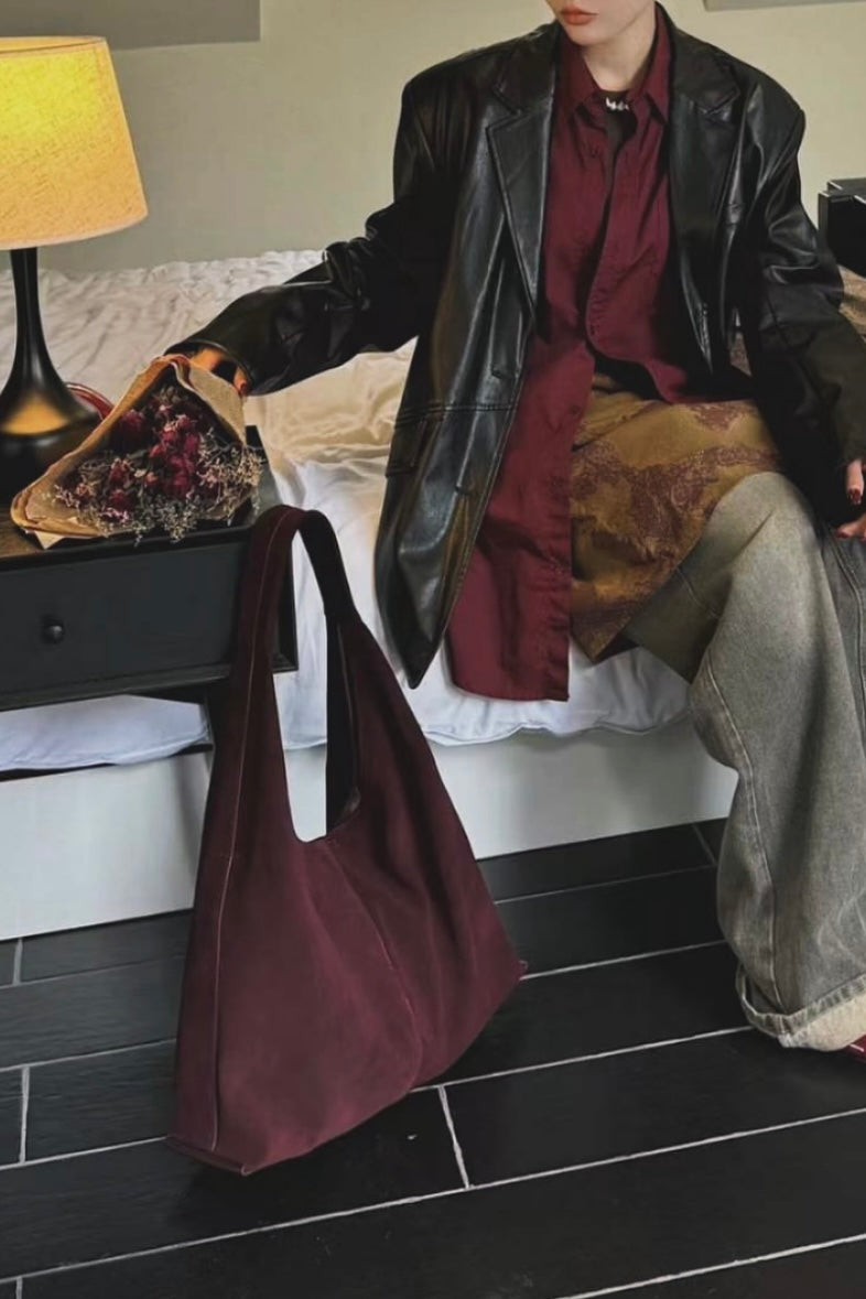 250626 Suede Leather Hobo Bag