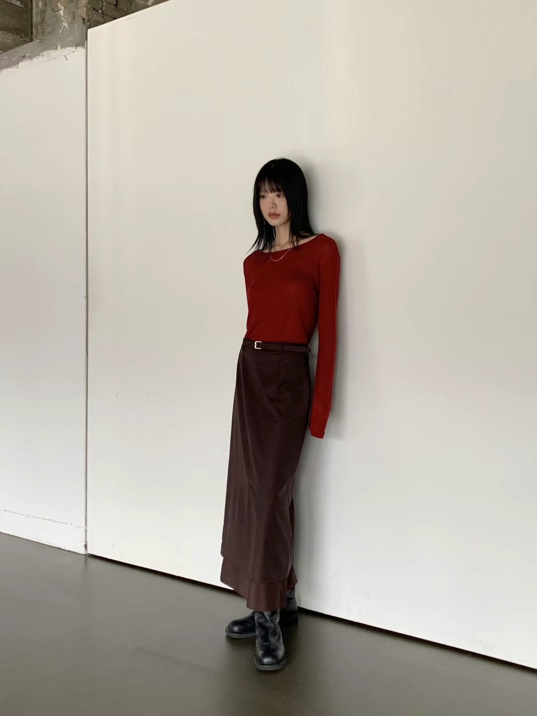 0916 Layers Slit Skirt with belt (PT1.SHOWROOM 有DISPLAY)