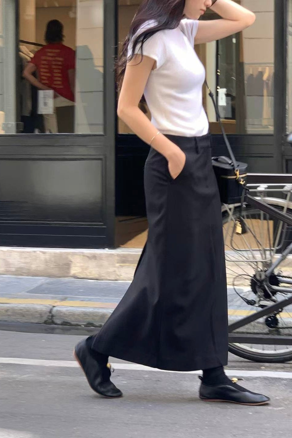 250941 Classic back slit straight skirt