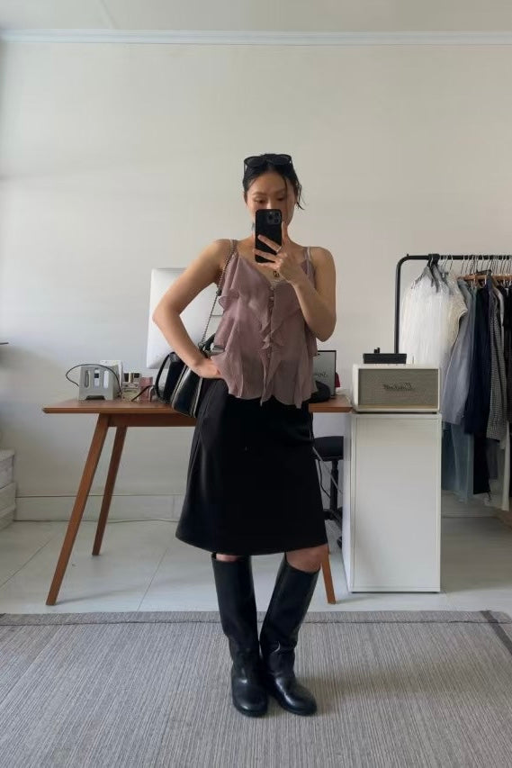 250703 Ambra Satin Skirt (Medium Length)