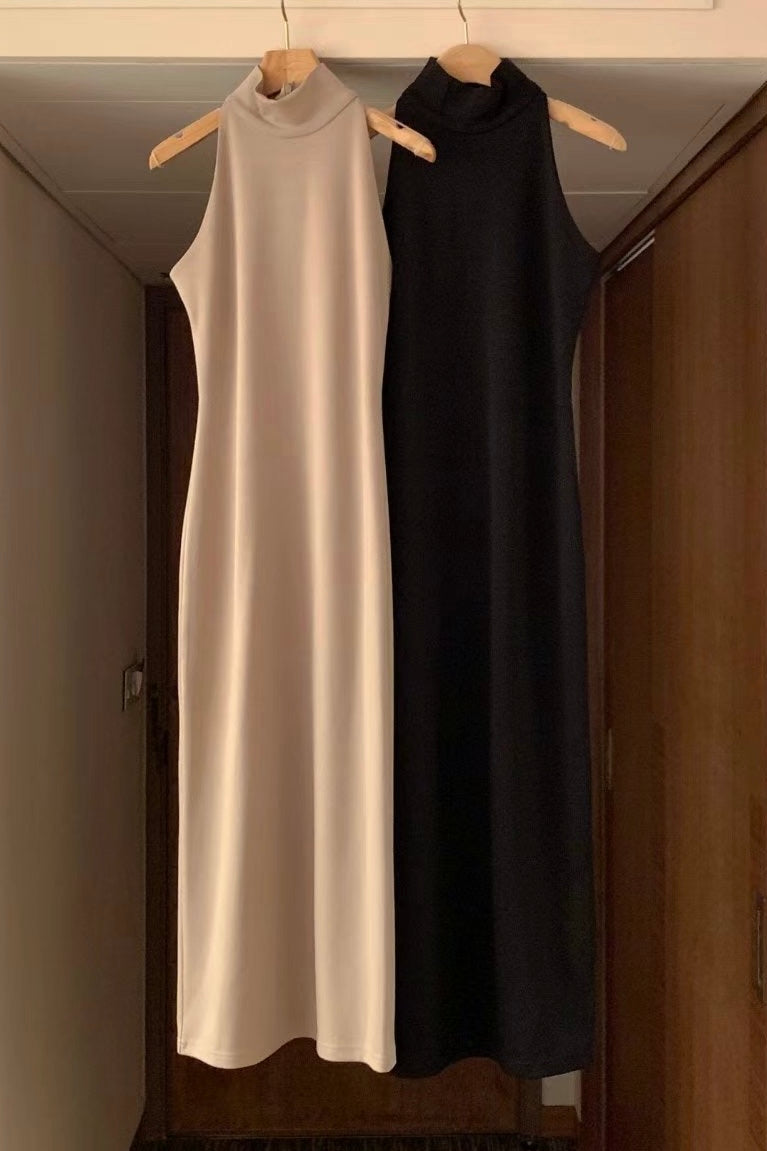 250715 Classy Sleevesless turtleneck Dress