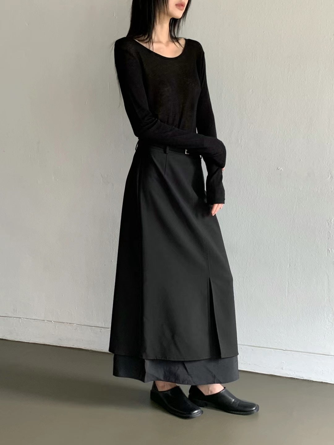 0916 Layers Slit Skirt with belt (PT1.SHOWROOM 有DISPLAY)