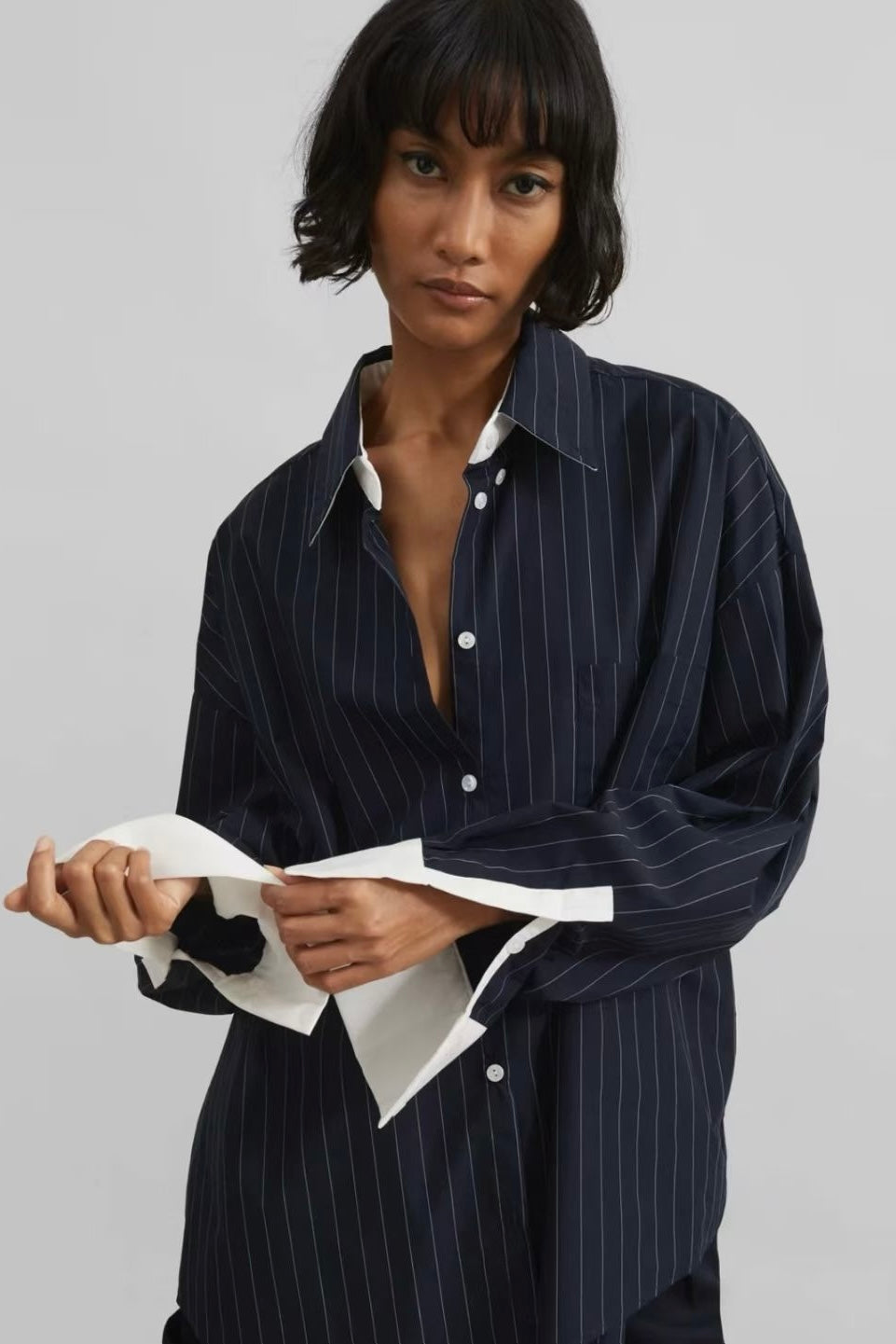 250922 Camelia Two tone striped shirt