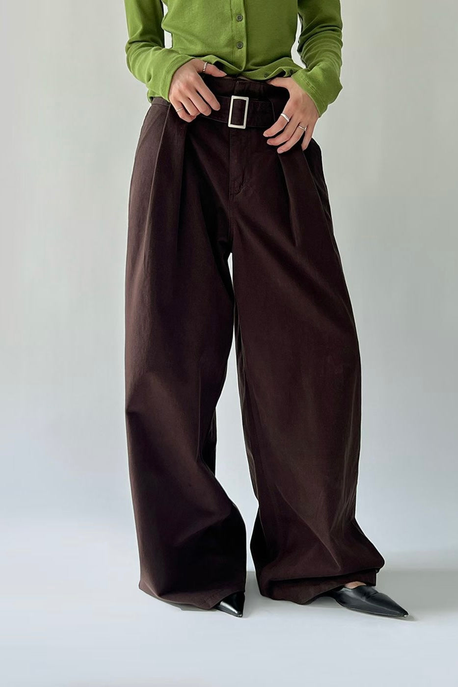 250921 Eugenie wide leg pants with belt