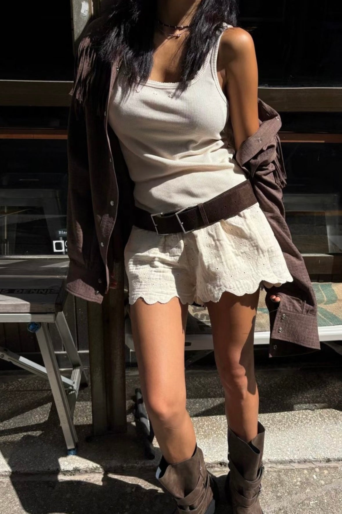 250944 Double Boxy Suede Belt