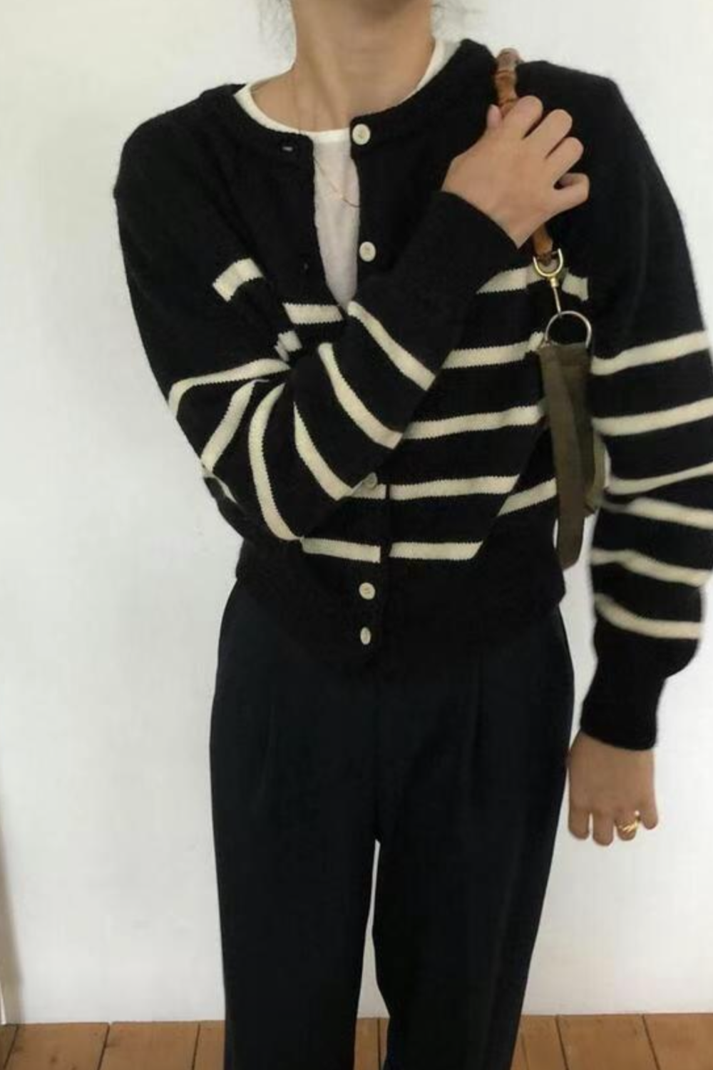 0959 French Striped Cardigan (PT2.SHOWROOM 未有DISPLAY)