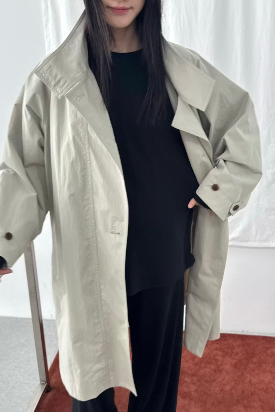 250908 Aurelie Collarless Trench Coat