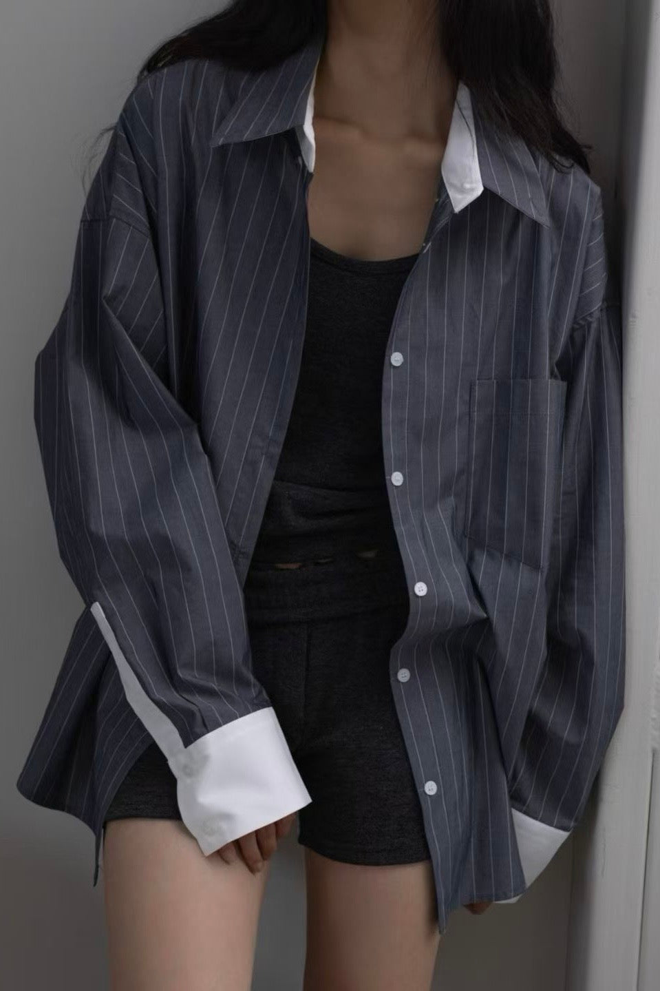 250922 Camelia Two tone striped shirt