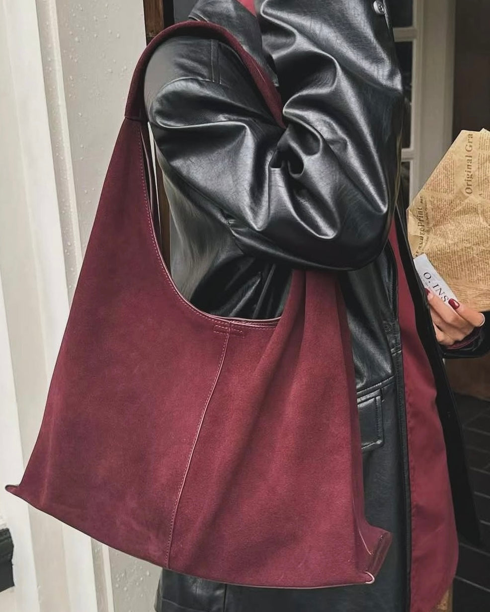 250626 Suede Leather Hobo Bag