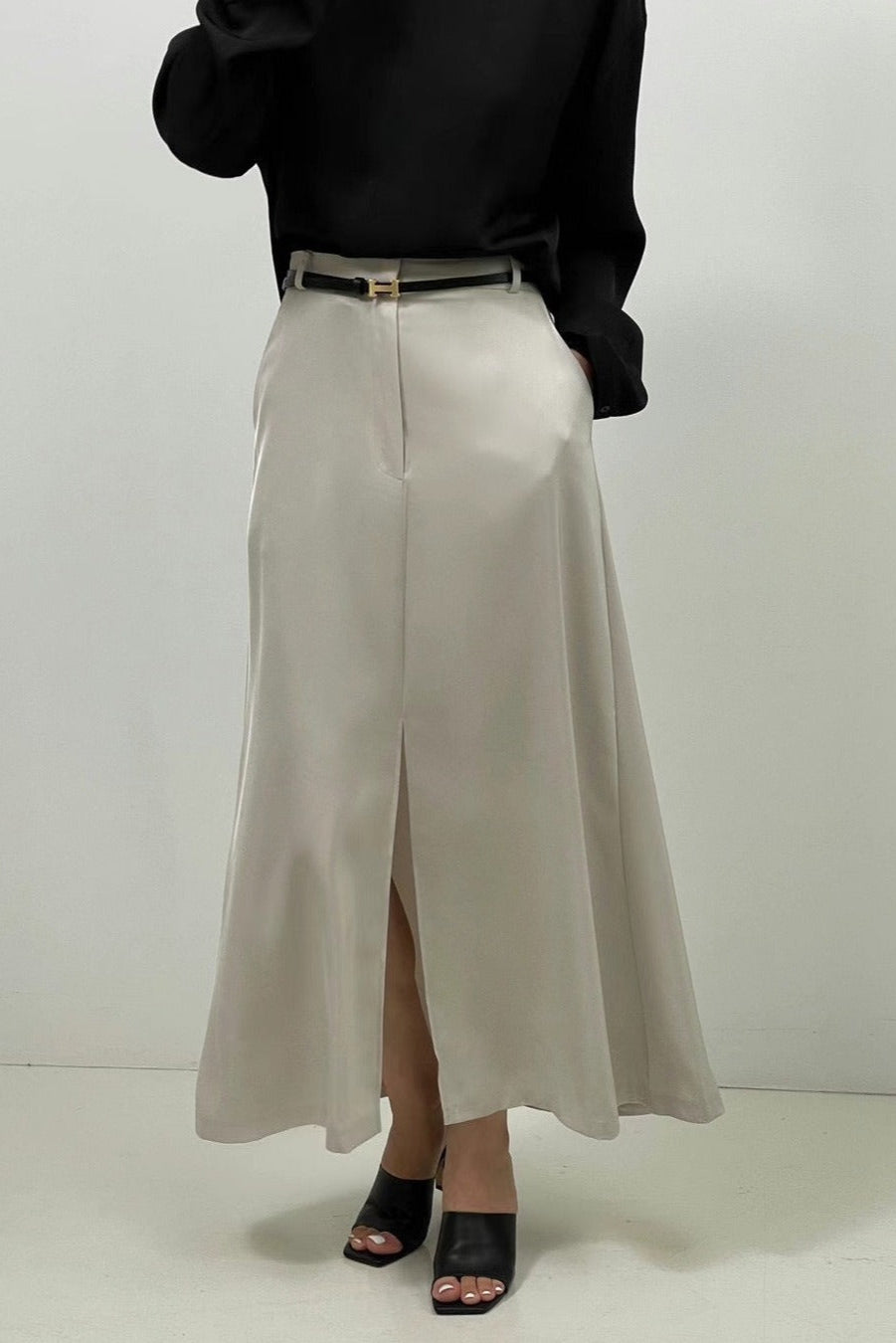 Re order SK19 - Front Slit Silky Skirt