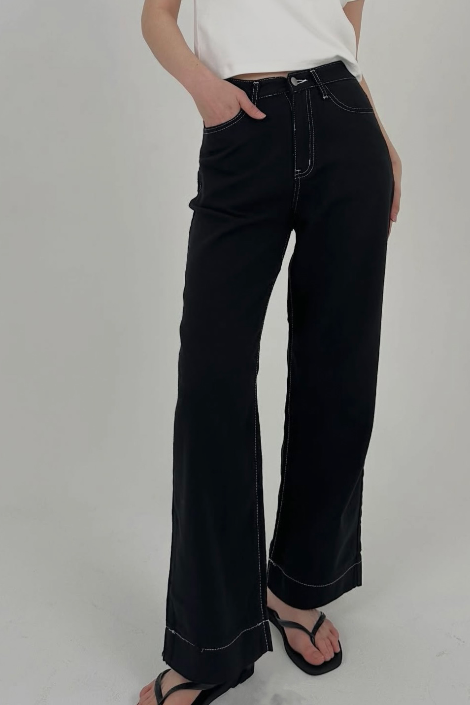 250418 Bruna Raw Linen Pants (Black)