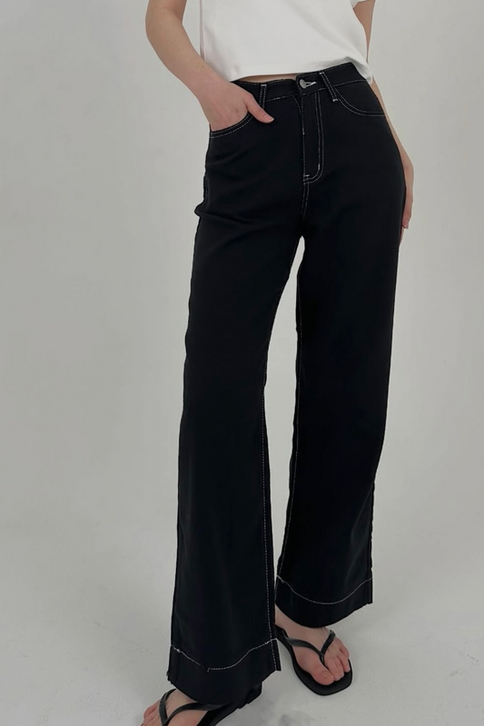 250418 Bruna Raw Linen Pants (Black)