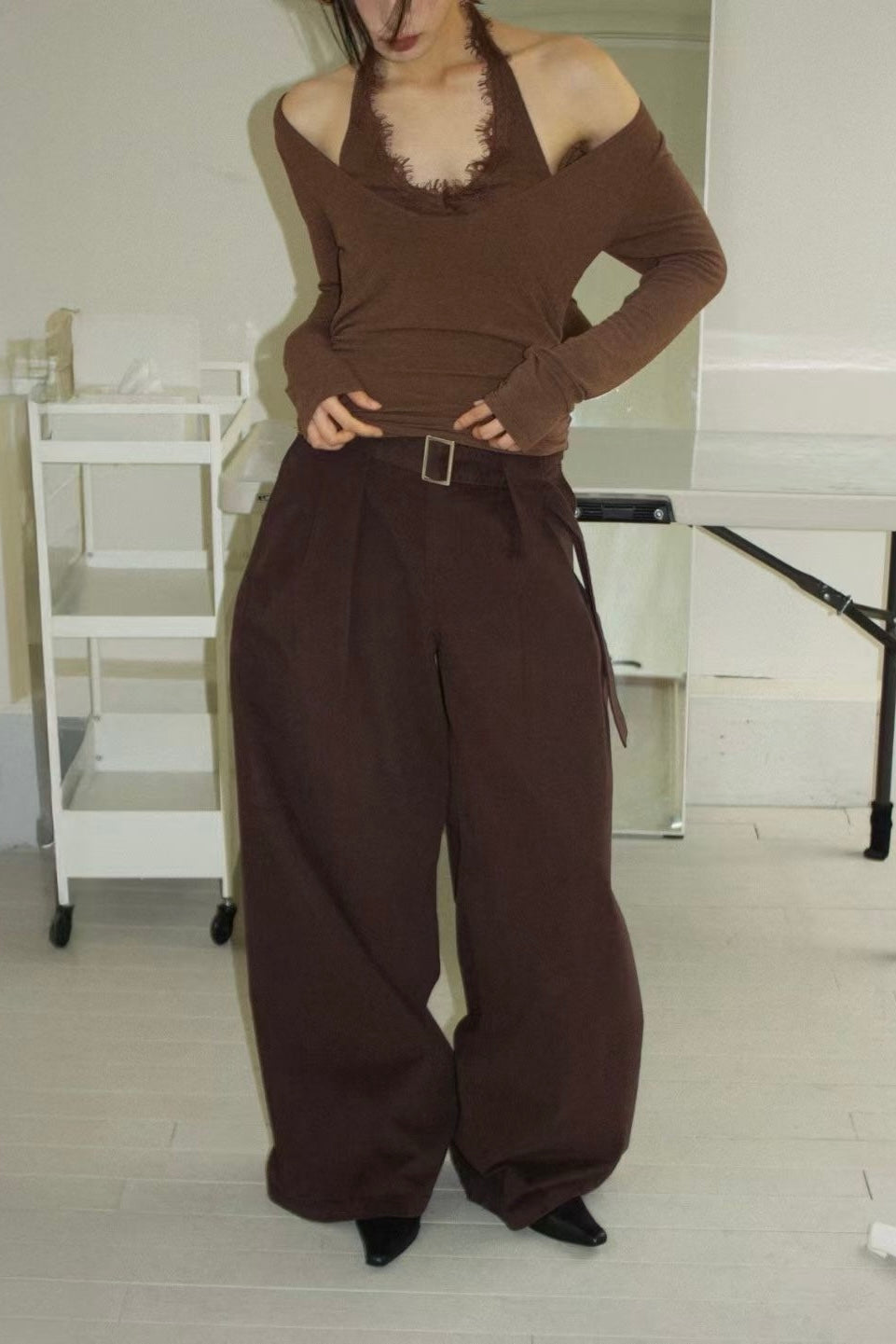 250921 Eugenie wide leg pants with belt
