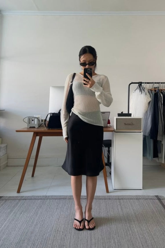 250703 Ambra Satin Skirt (Medium Length)