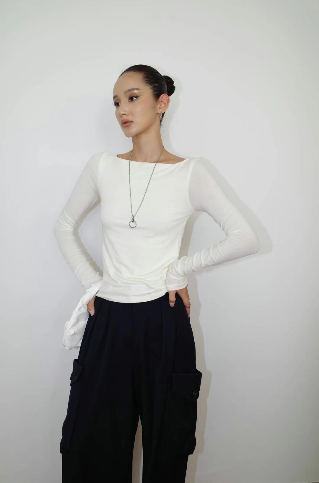 1108 French Boat Neck Top II (SHOWROOM 有DISPLAY)