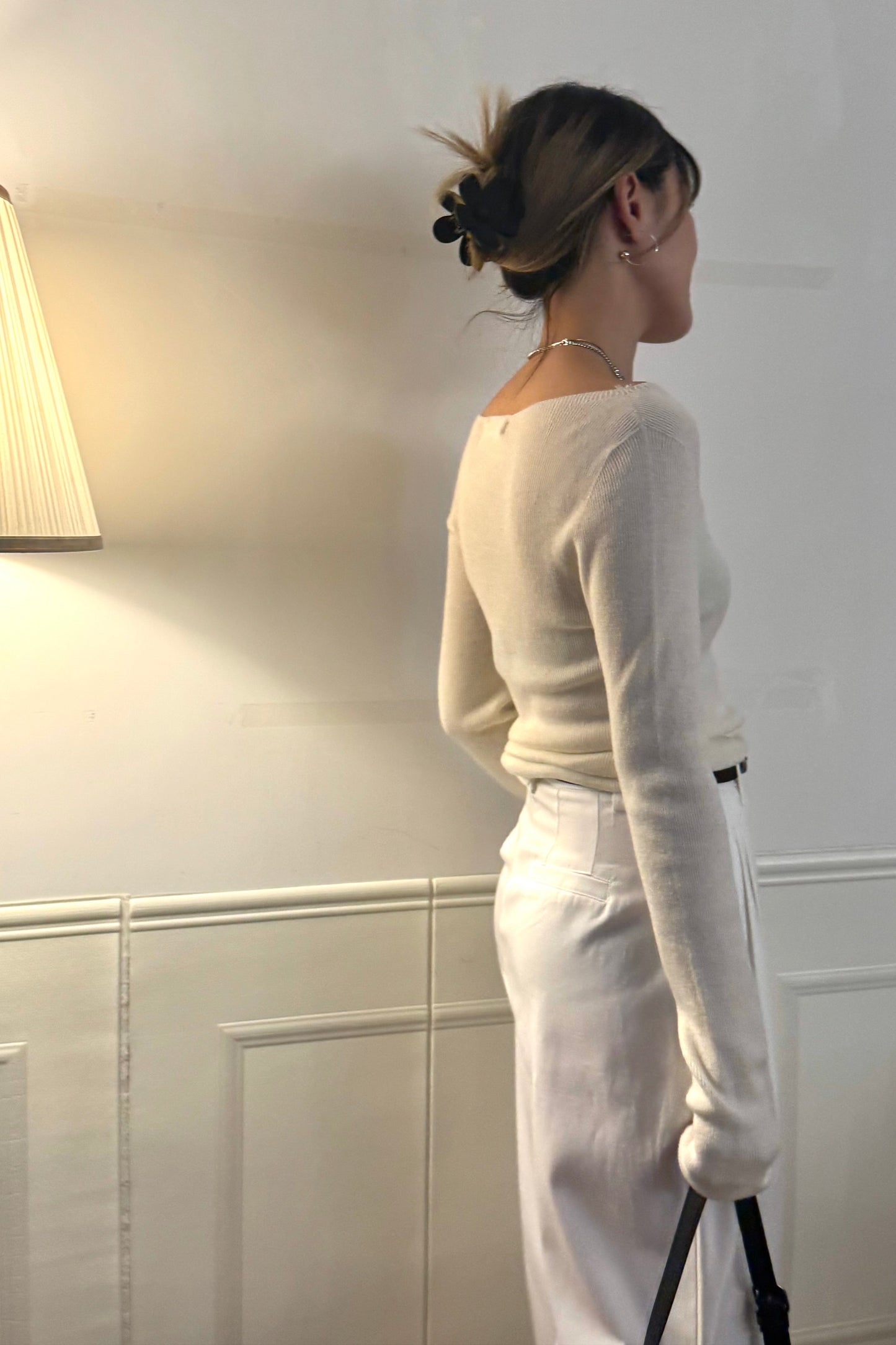 250213 French Boat Neck Knit Top