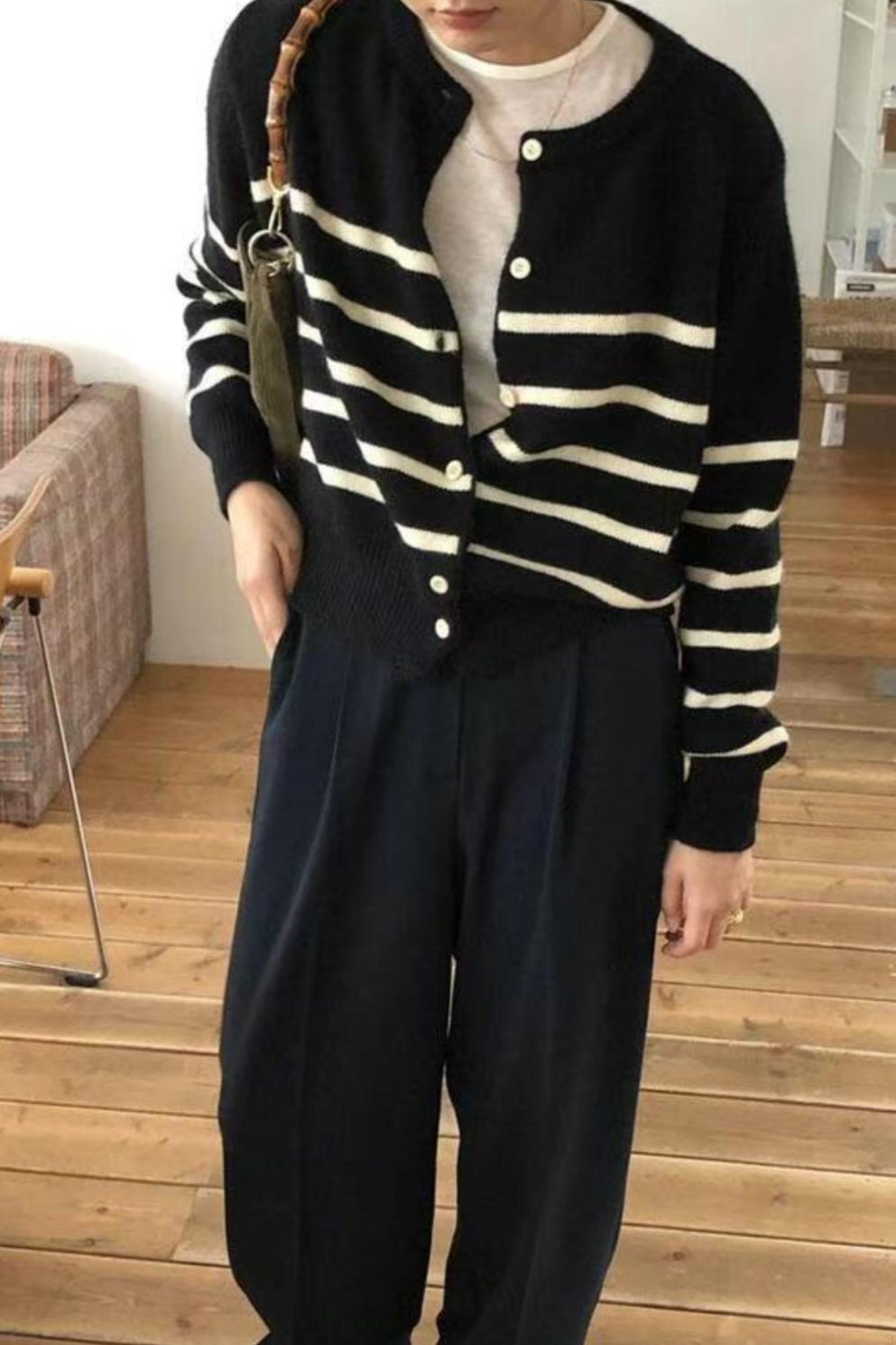 0959 French Striped Cardigan (PT2.SHOWROOM 未有DISPLAY)