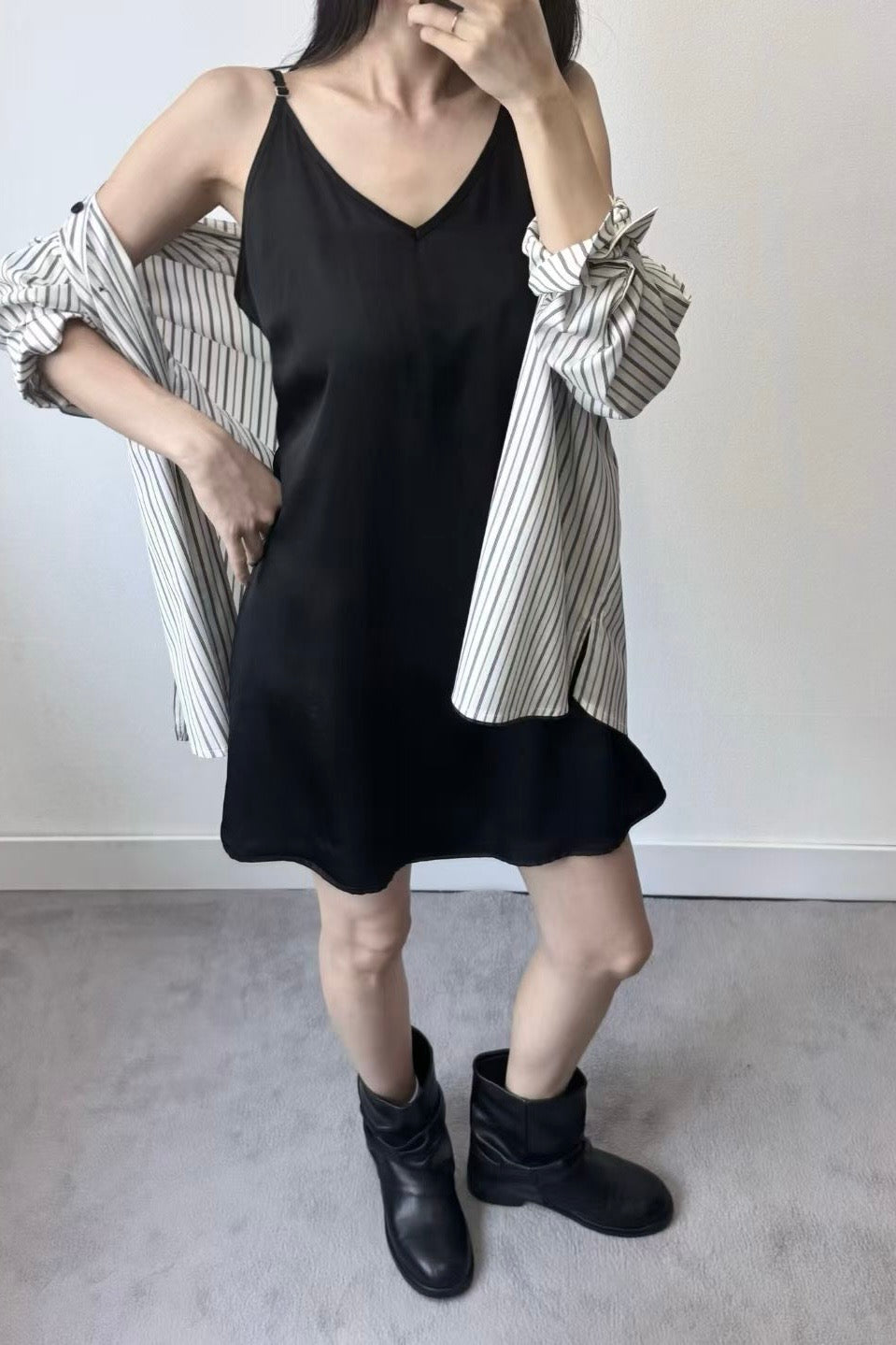 250932 French Short Satin Dress