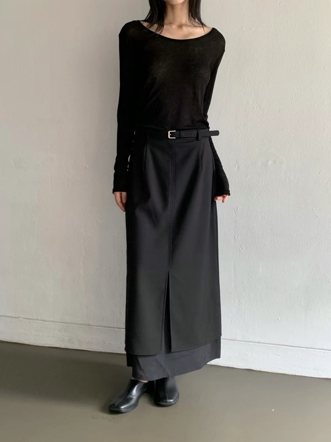 0916 Layers Slit Skirt with belt (PT1.SHOWROOM 有DISPLAY)