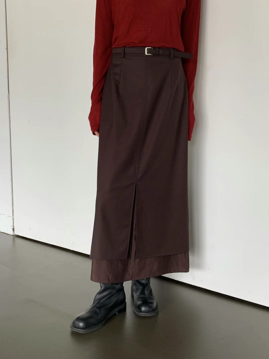 0916 Layers Slit Skirt with belt (PT1.SHOWROOM 有DISPLAY)