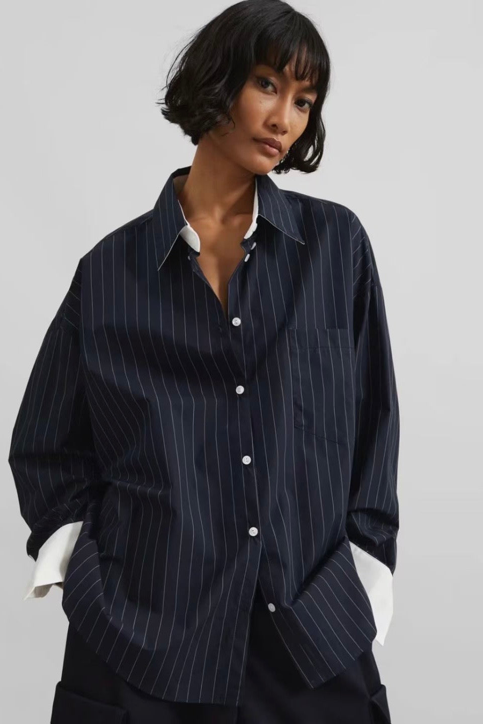250922 Camelia Two tone striped shirt