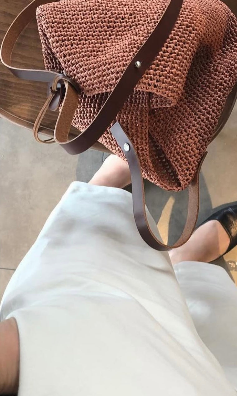 A0404 Korean Designer Brand - Mededeling Handmade Straw Bag