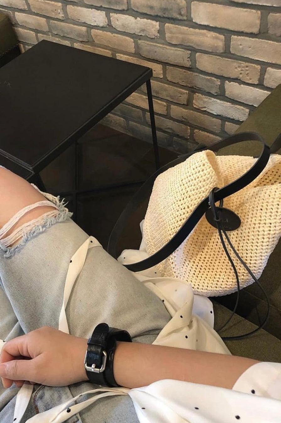 A0404 Korean Designer Brand - Mededeling Handmade Straw Bag