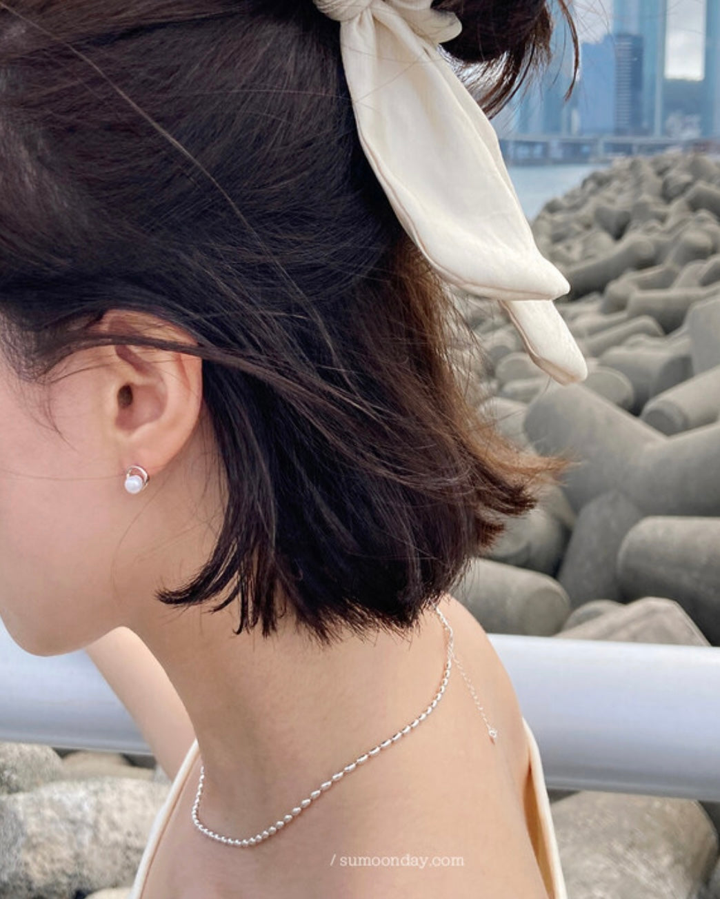 Sumoonday - Wave Ball Necklace (925sliver)