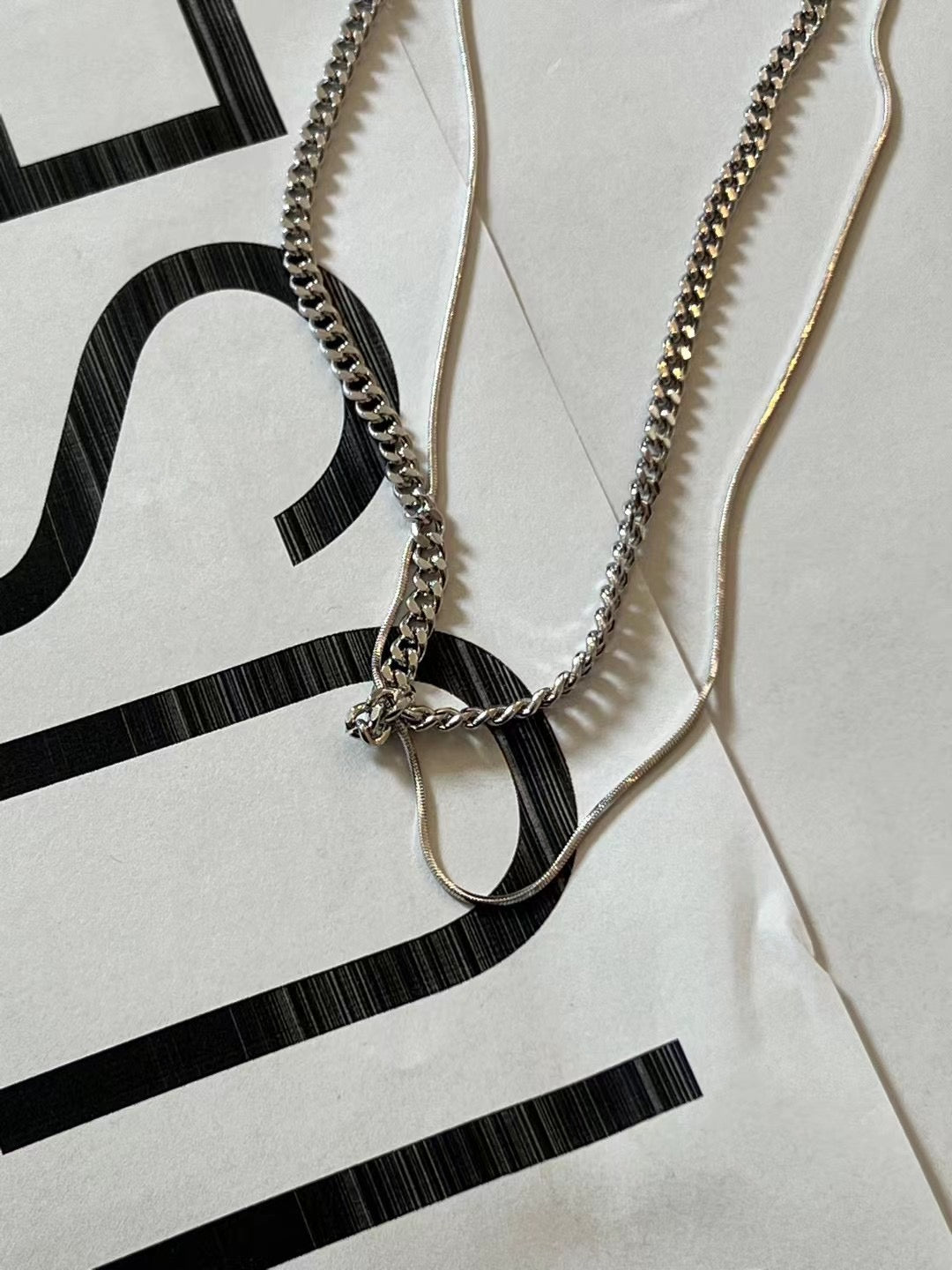 A31 - Double Silver Necklace Set