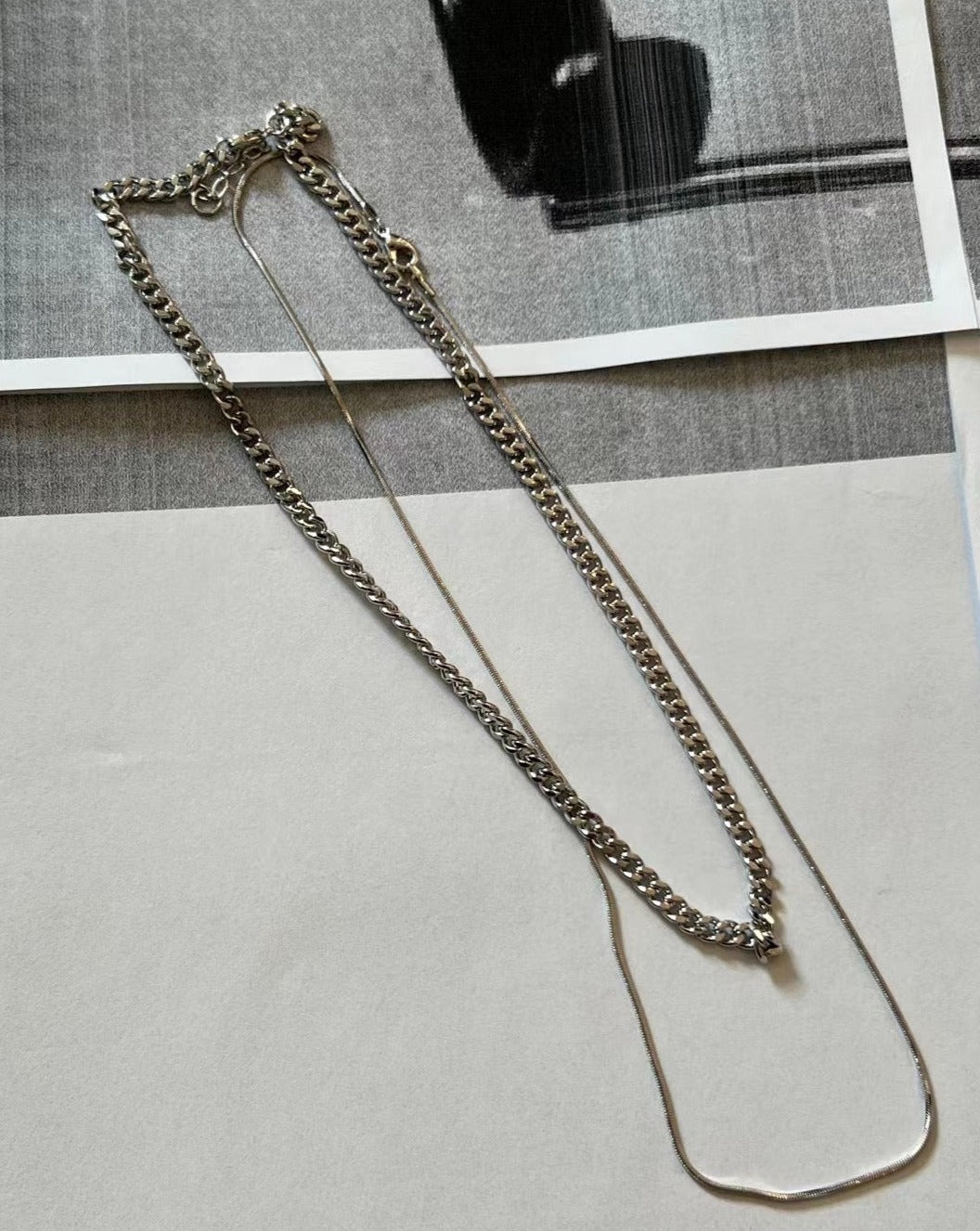 A31 - Double Silver Necklace Set