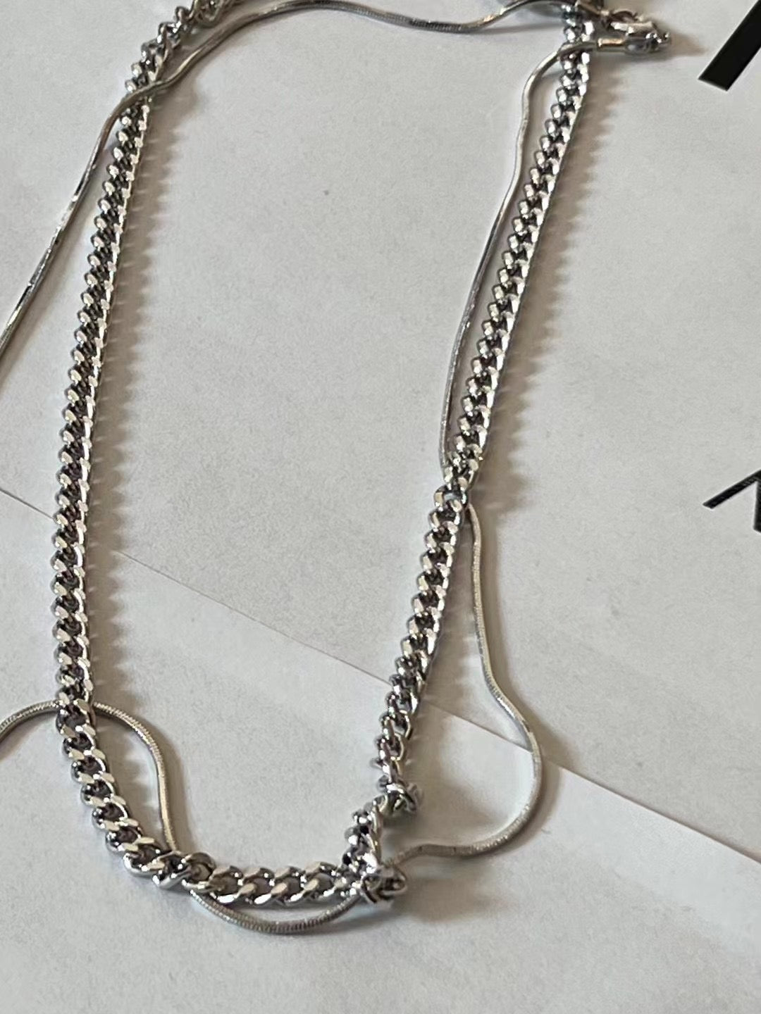 A31 - Double Silver Necklace Set