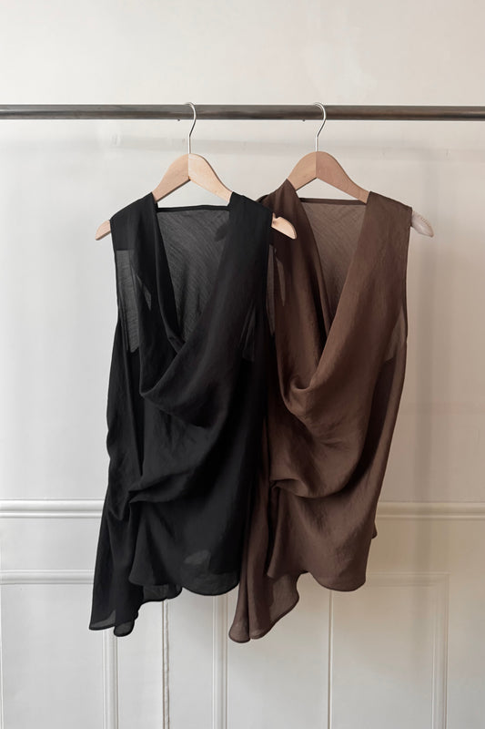 250617 Venice Halter Cow Neck Ruched Top
