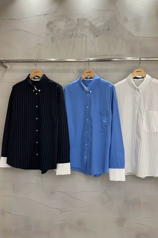 250922 Camelia Two tone striped shirt