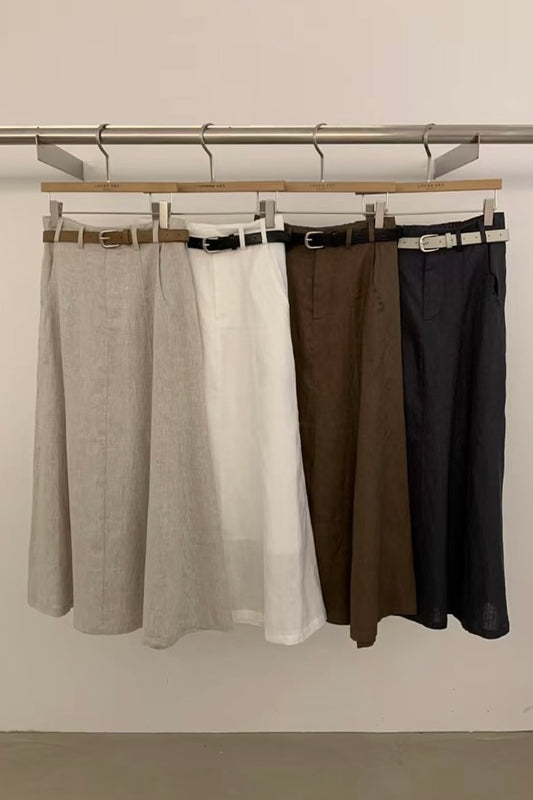 250420 Priscilla Linen Flare Skirt