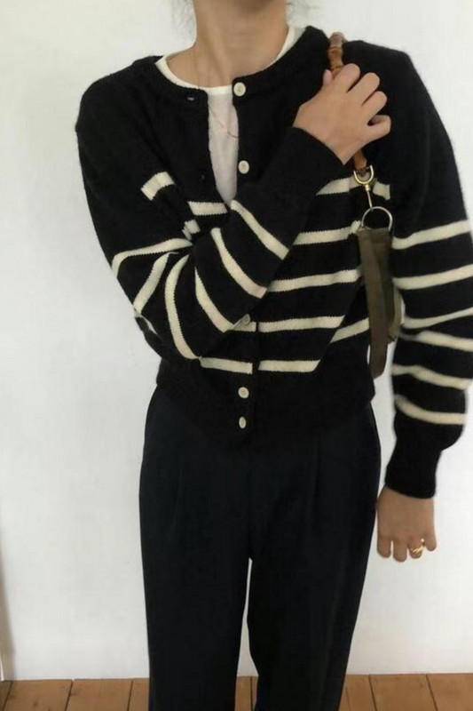 0959 French Striped Cardigan (PT2.SHOWROOM 未有DISPLAY)