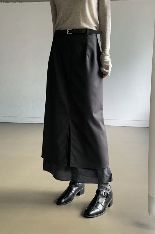 0916 Layers Slit Skirt with belt (PT1.SHOWROOM 有DISPLAY)